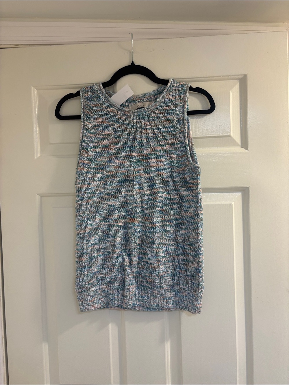 LOFT Marled Knit Sleeveless Top in Teal, Blush & Cream
